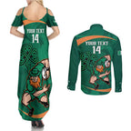 Custom Ireland Rugby Sevens Couples Matching Summer Maxi Dress and Long Sleeve Button Shirt Go Champions Irish Shamrock