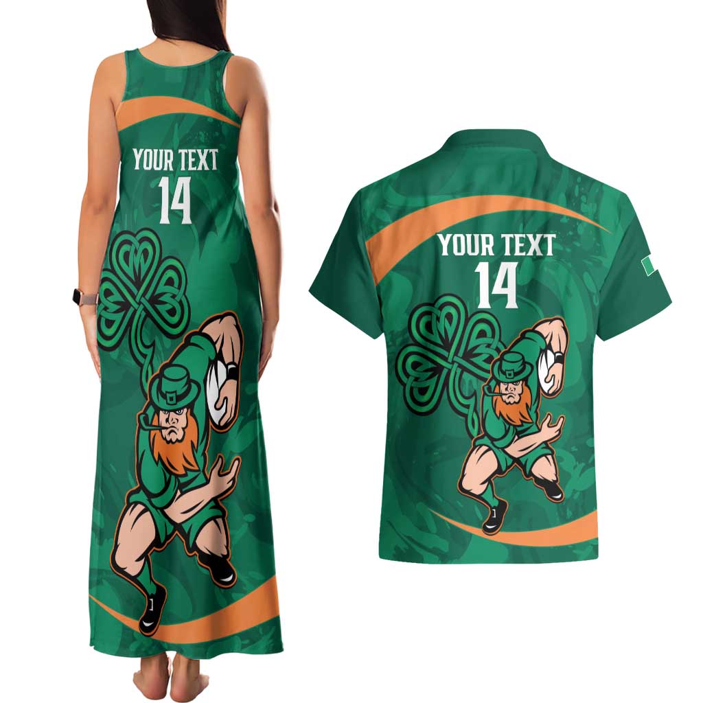 Custom Ireland Rugby Sevens Couples Matching Tank Maxi Dress and Hawaiian Shirt Go Champions Irish Shamrock