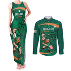 Custom Ireland Rugby Sevens Couples Matching Tank Maxi Dress and Long Sleeve Button Shirt Go Champions Irish Shamrock