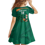 Custom Ireland Rugby Sevens Family Matching Off Shoulder Short Dress and Hawaiian Shirt Go Champions Irish Shamrock