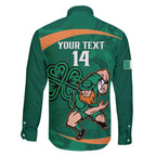 Custom Ireland Rugby Sevens Family Matching Off Shoulder Short Dress and Hawaiian Shirt Go Champions Irish Shamrock