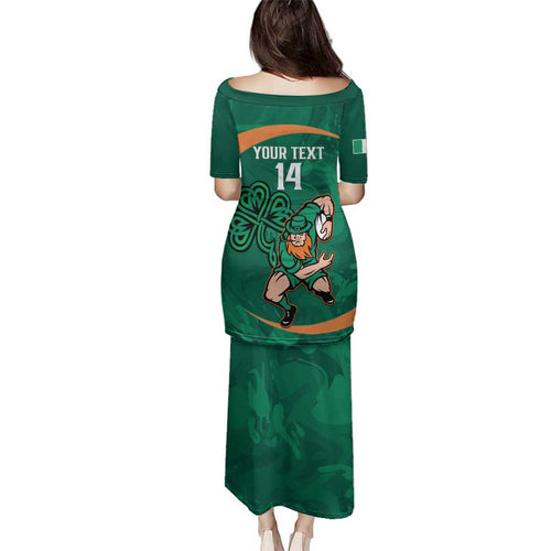 Custom Ireland Rugby Sevens Family Matching Puletasi and Hawaiian Shirt Go Champions Irish Shamrock