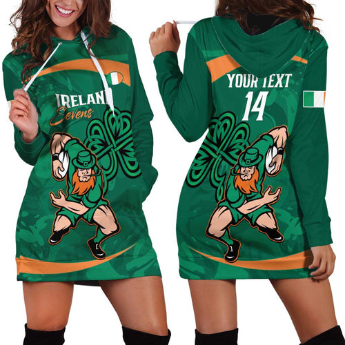Custom Ireland Rugby Sevens Hoodie Dress Go Champions Irish Shamrock