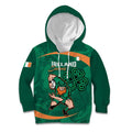Custom Ireland Rugby Sevens Kid Hoodie Go Champions Irish Shamrock