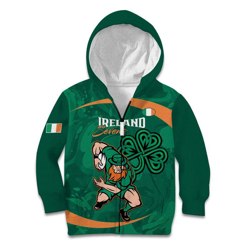 Custom Ireland Rugby Sevens Kid Hoodie Go Champions Irish Shamrock