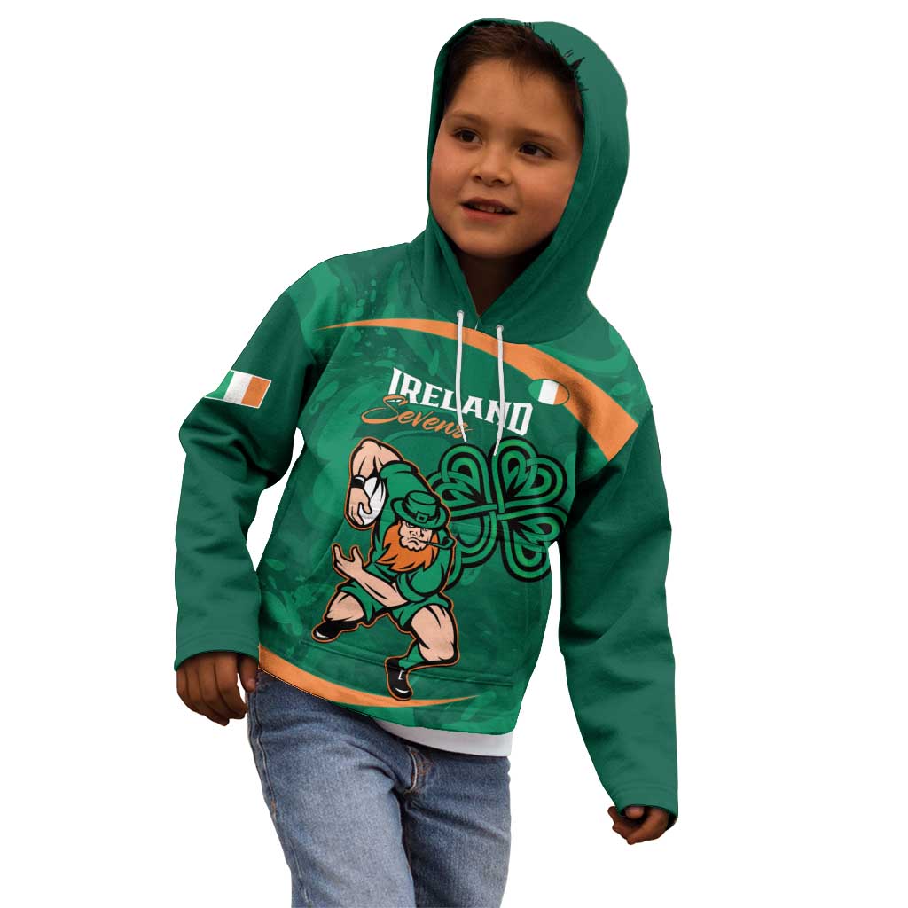 Custom Ireland Rugby Sevens Kid Hoodie Go Champions Irish Shamrock