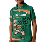 Custom Ireland Rugby Sevens Kid Polo Shirt Go Champions Irish Shamrock