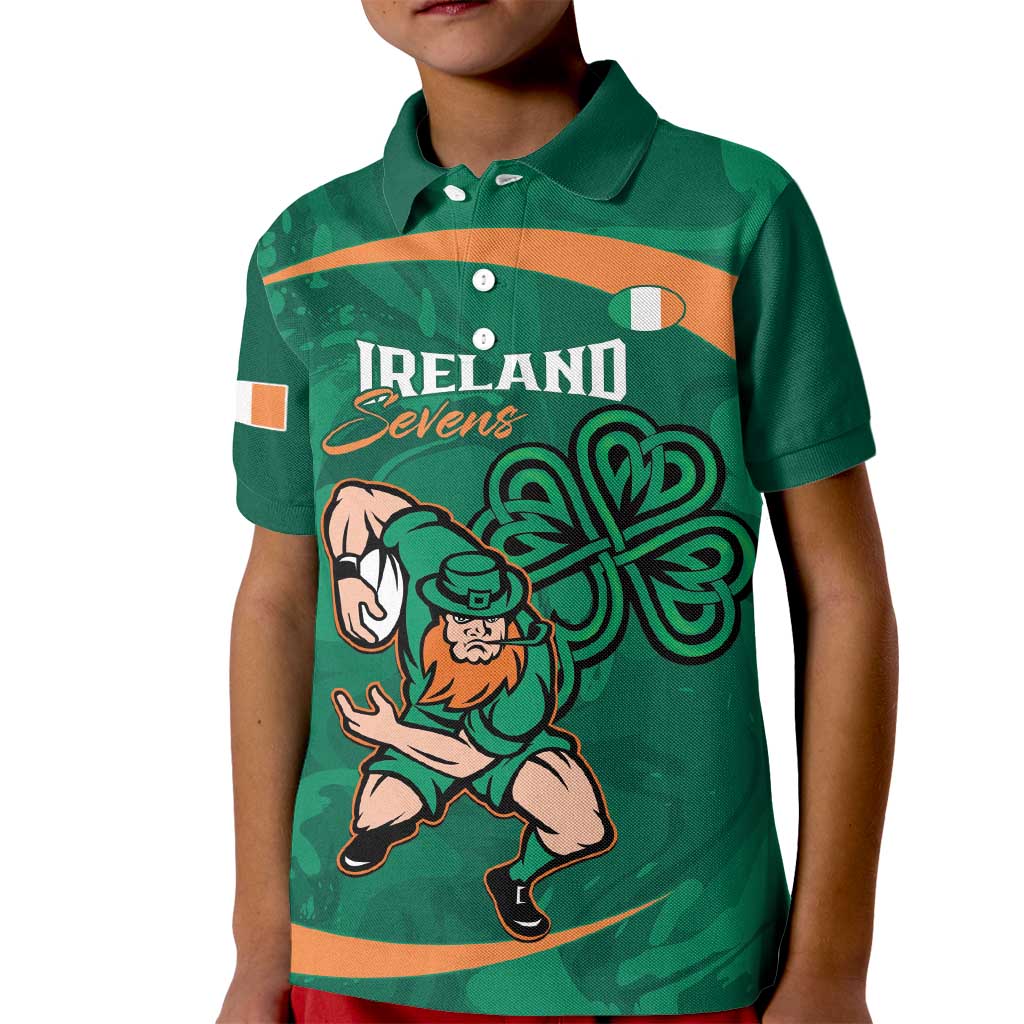 Custom Ireland Rugby Sevens Kid Polo Shirt Go Champions Irish Shamrock