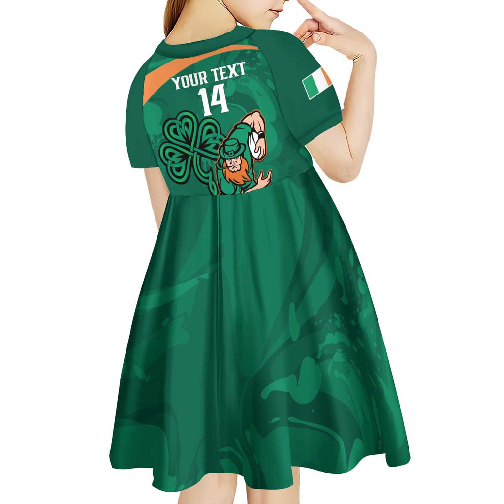 Custom Ireland Rugby Sevens Kid Short Sleeve Dress Go Champions Irish Shamrock