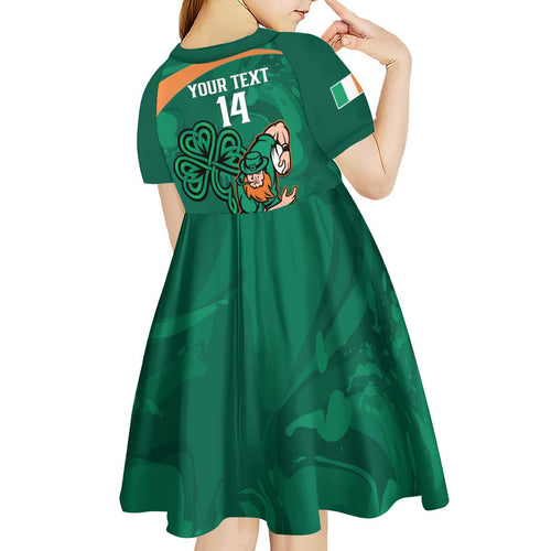 Custom Ireland Rugby Sevens Kid Short Sleeve Dress Go Champions Irish Shamrock