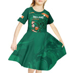 Custom Ireland Rugby Sevens Kid Short Sleeve Dress Go Champions Irish Shamrock