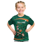 Custom Ireland Rugby Sevens Kid T Shirt Go Champions Irish Shamrock