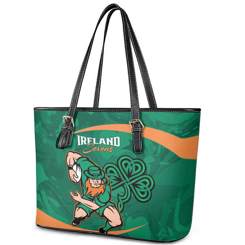 Ireland Rugby Sevens Leather Tote Bag Go Champions Irish Shamrock