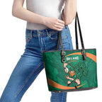 Ireland Rugby Sevens Leather Tote Bag Go Champions Irish Shamrock