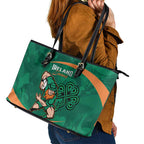 Ireland Rugby Sevens Leather Tote Bag Go Champions Irish Shamrock
