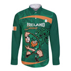 Custom Ireland Rugby Sevens Long Sleeve Button Shirt Go Champions Irish Shamrock