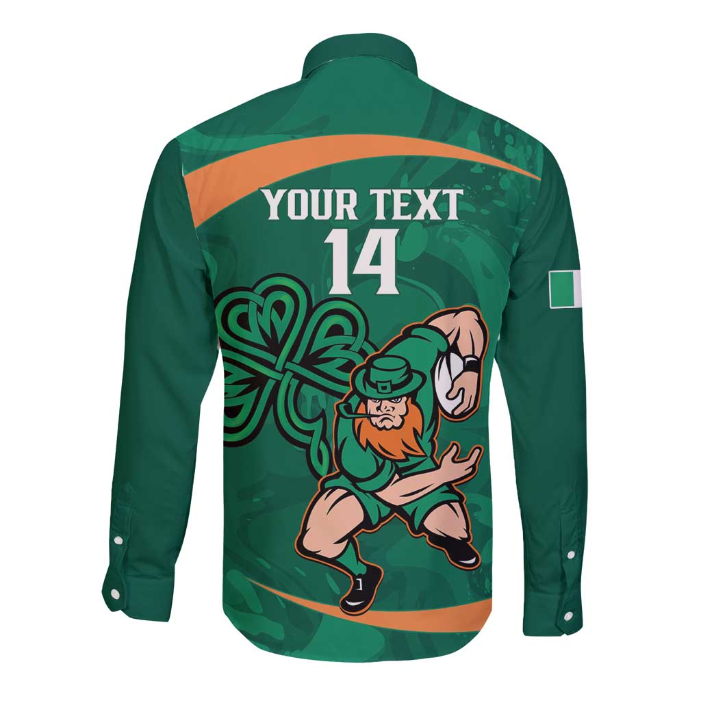 Custom Ireland Rugby Sevens Long Sleeve Button Shirt Go Champions Irish Shamrock