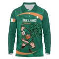 Custom Ireland Rugby Sevens Long Sleeve Polo Shirt Go Champions Irish Shamrock