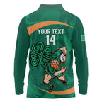 Custom Ireland Rugby Sevens Long Sleeve Polo Shirt Go Champions Irish Shamrock
