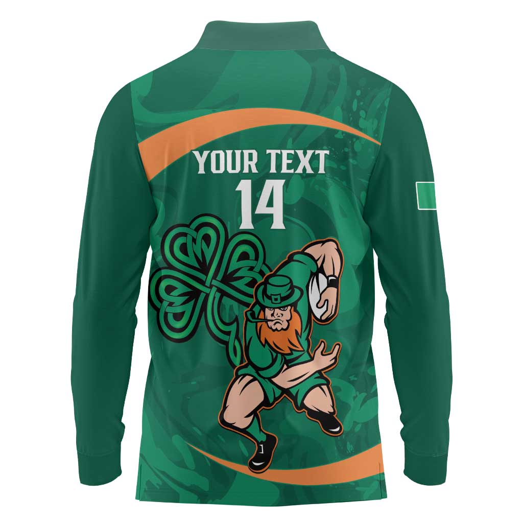 Custom Ireland Rugby Sevens Long Sleeve Polo Shirt Go Champions Irish Shamrock