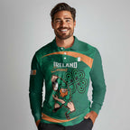 Custom Ireland Rugby Sevens Long Sleeve Polo Shirt Go Champions Irish Shamrock