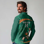 Custom Ireland Rugby Sevens Long Sleeve Polo Shirt Go Champions Irish Shamrock