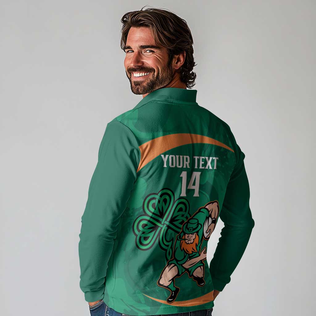 Custom Ireland Rugby Sevens Long Sleeve Polo Shirt Go Champions Irish Shamrock