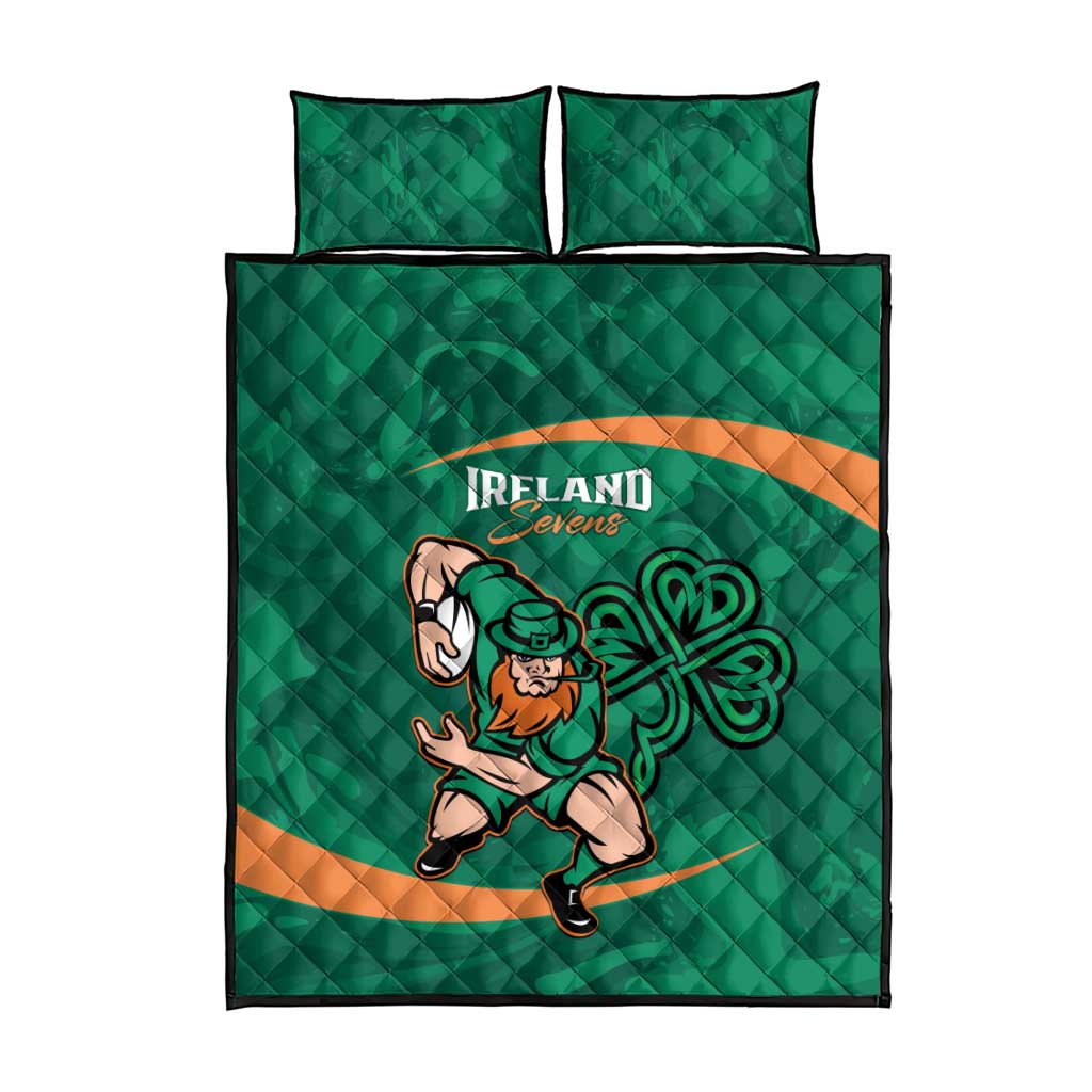 Ireland Rugby Sevens Quilt Bed Set Go Champions Irish Shamrock
