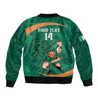 Custom Ireland Rugby Sevens Sleeve Zip Bomber Jacket Go Champions Irish Shamrock
