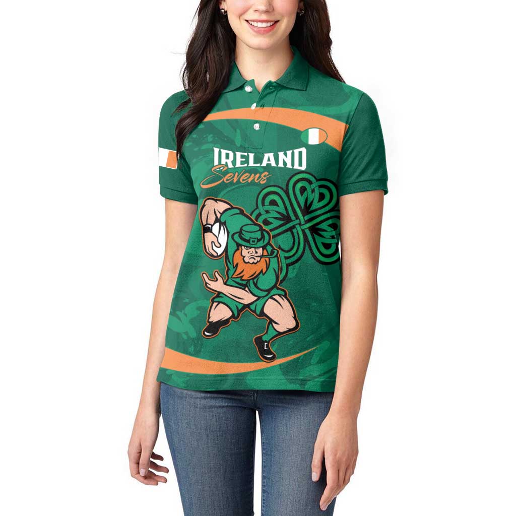 Custom Ireland Rugby Sevens Women Polo Shirt Go Champions Irish Shamrock