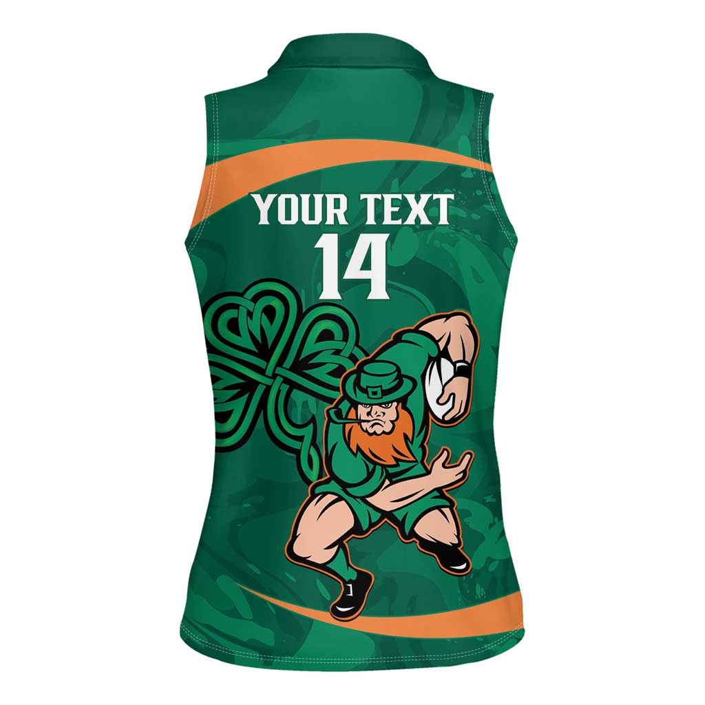 Custom Ireland Rugby Sevens Women Sleeveless Polo Shirt Go Champions Irish Shamrock