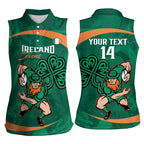 Custom Ireland Rugby Sevens Women Sleeveless Polo Shirt Go Champions Irish Shamrock