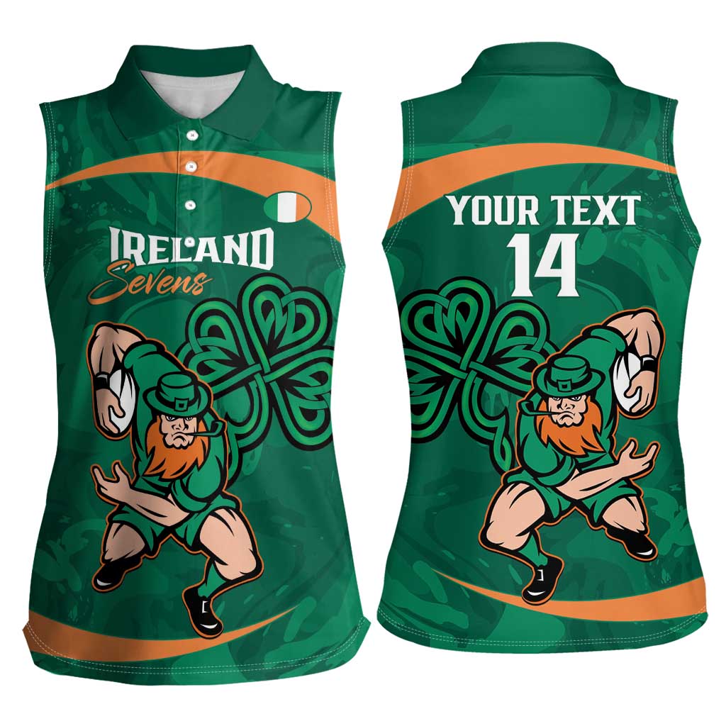 Custom Ireland Rugby Sevens Women Sleeveless Polo Shirt Go Champions Irish Shamrock