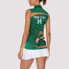 Custom Ireland Rugby Sevens Women Sleeveless Polo Shirt Go Champions Irish Shamrock