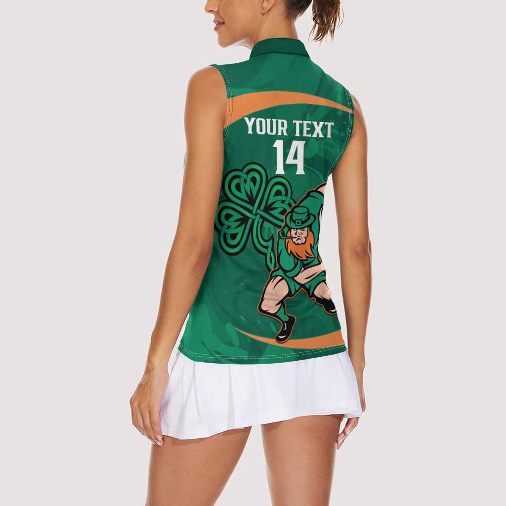 Custom Ireland Rugby Sevens Women Sleeveless Polo Shirt Go Champions Irish Shamrock