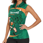 Custom Ireland Rugby Sevens Women Sleeveless Polo Shirt Go Champions Irish Shamrock