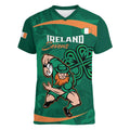 Custom Ireland Rugby Sevens Women V-Neck T-Shirt Go Champions Irish Shamrock
