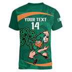 Custom Ireland Rugby Sevens Women V-Neck T-Shirt Go Champions Irish Shamrock