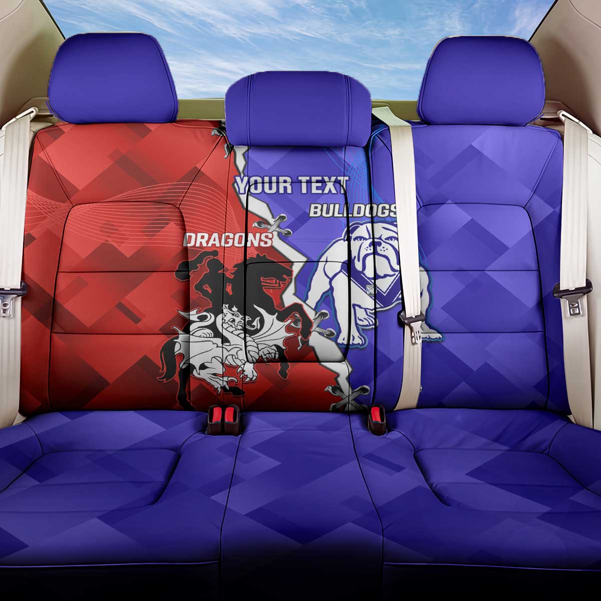 Custom Bulldogs And Dragons Rugby 2025 Back Car Seat Cover Dynamic Style