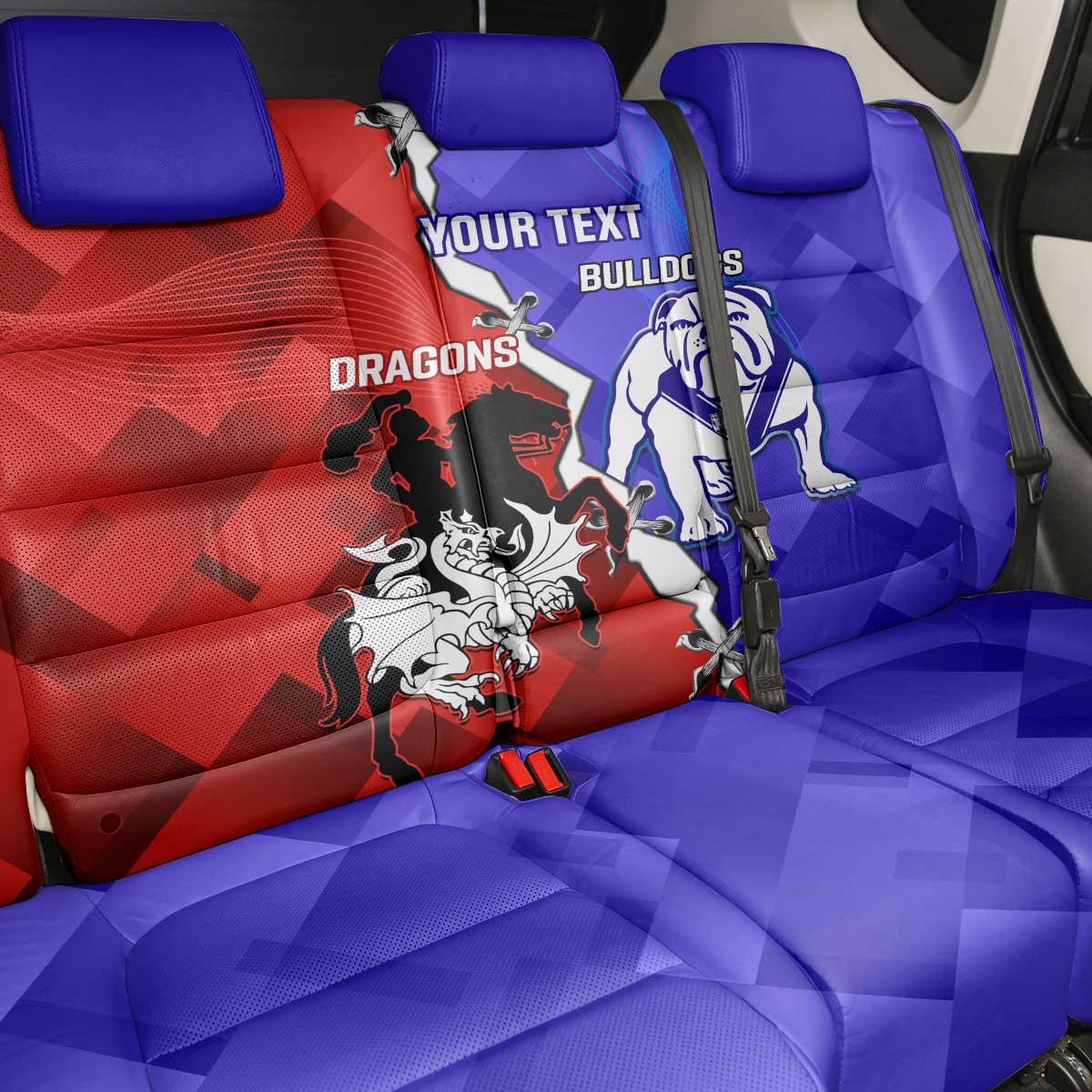Custom Bulldogs And Dragons Rugby 2025 Back Car Seat Cover Dynamic Style
