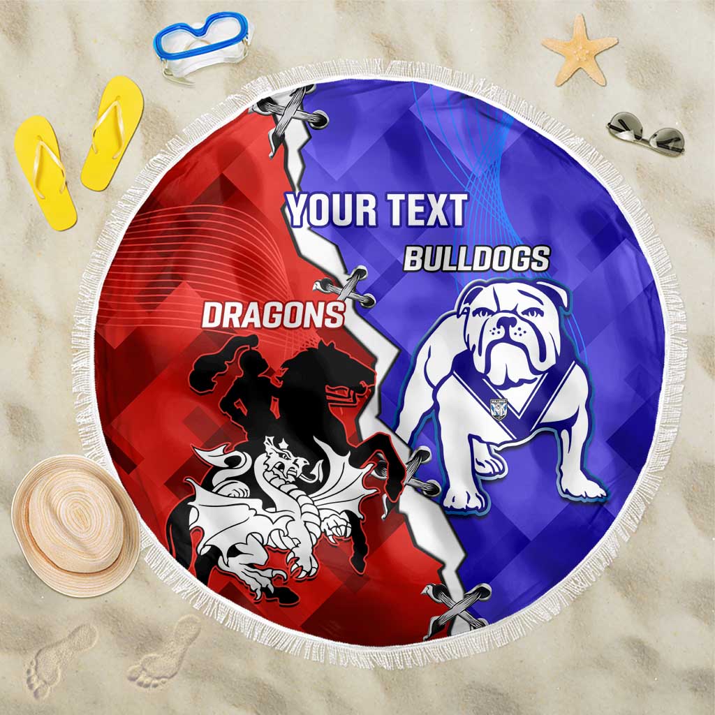 Custom Bulldogs And Dragons Rugby 2025 Beach Blanket Dynamic Style