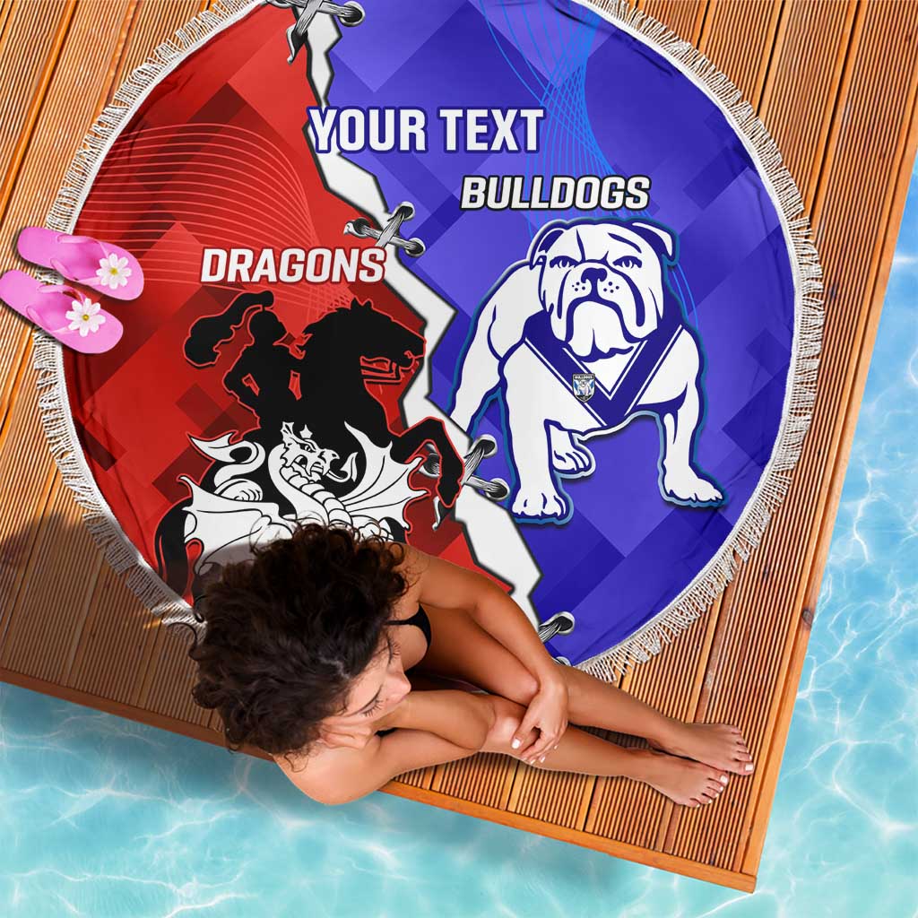 Custom Bulldogs And Dragons Rugby 2025 Beach Blanket Dynamic Style