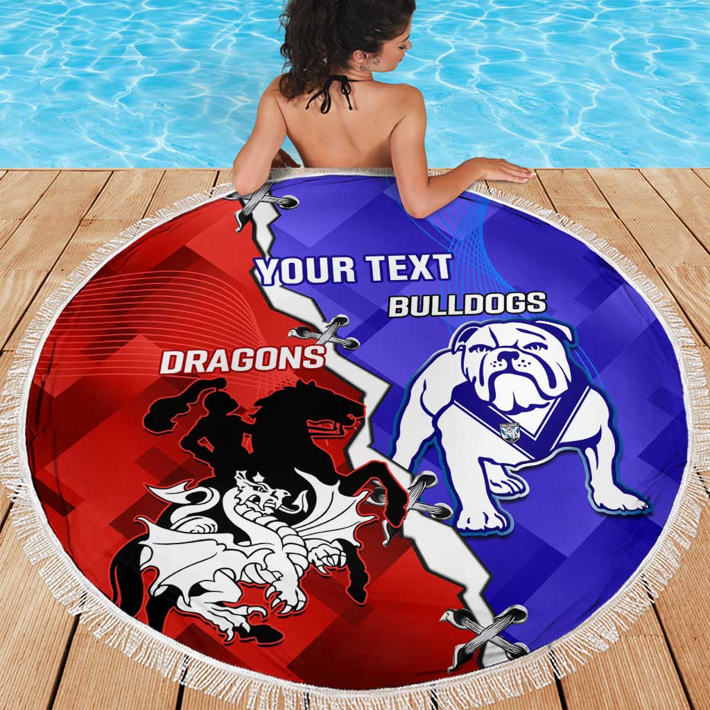Custom Bulldogs And Dragons Rugby 2025 Beach Blanket Dynamic Style