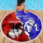Custom Bulldogs And Dragons Rugby 2025 Beach Blanket Dynamic Style