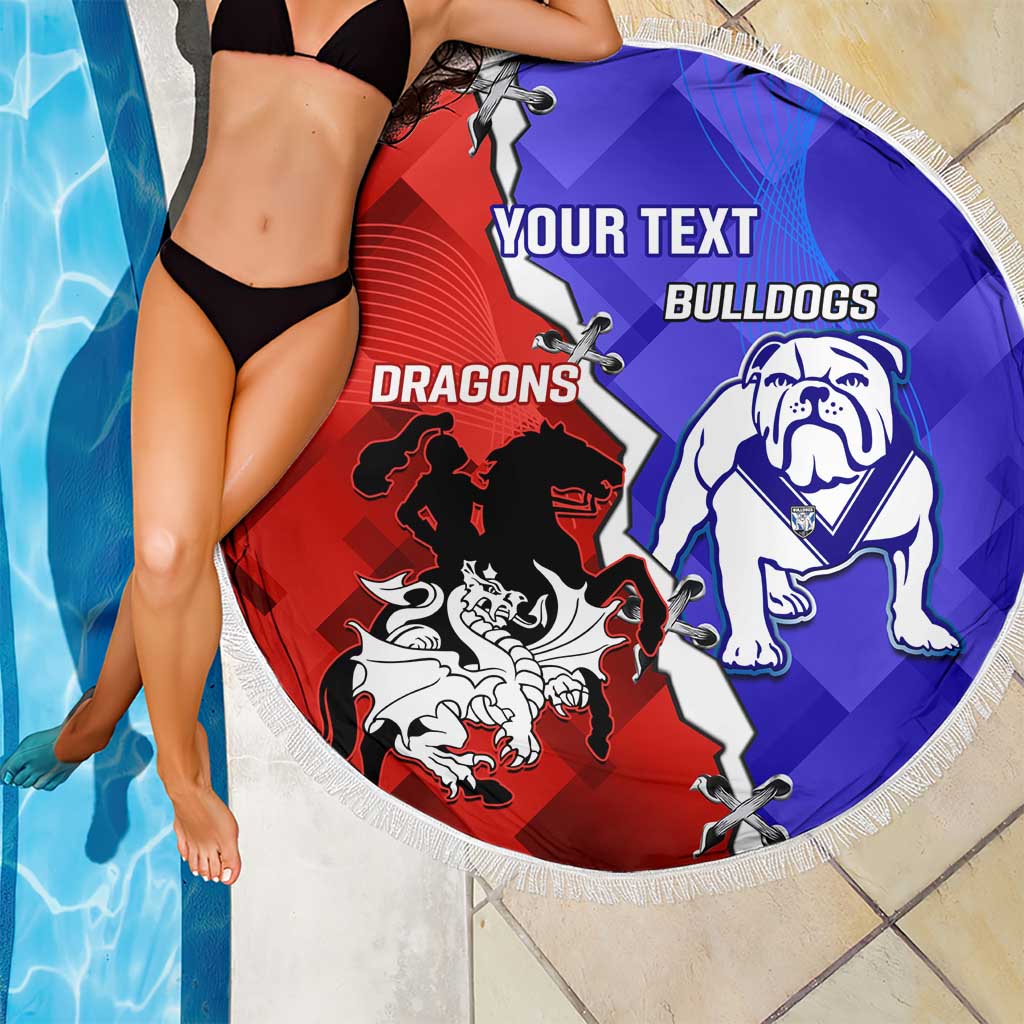 Custom Bulldogs And Dragons Rugby 2025 Beach Blanket Dynamic Style