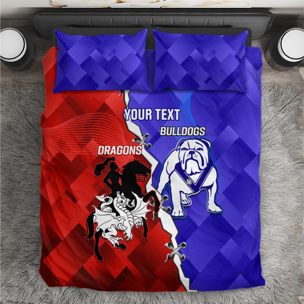 Custom Bulldogs And Dragons Rugby 2025 Bedding Set Dynamic Style
