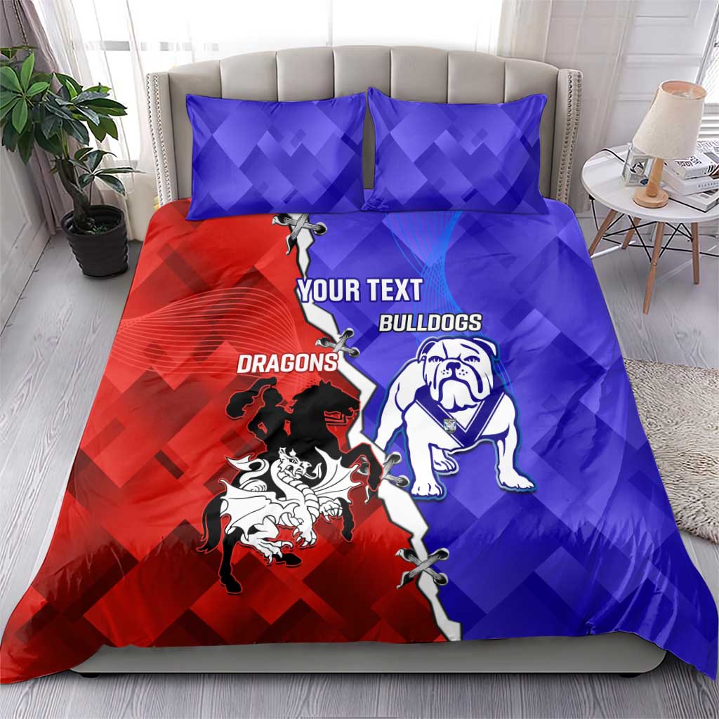 Custom Bulldogs And Dragons Rugby 2025 Bedding Set Dynamic Style