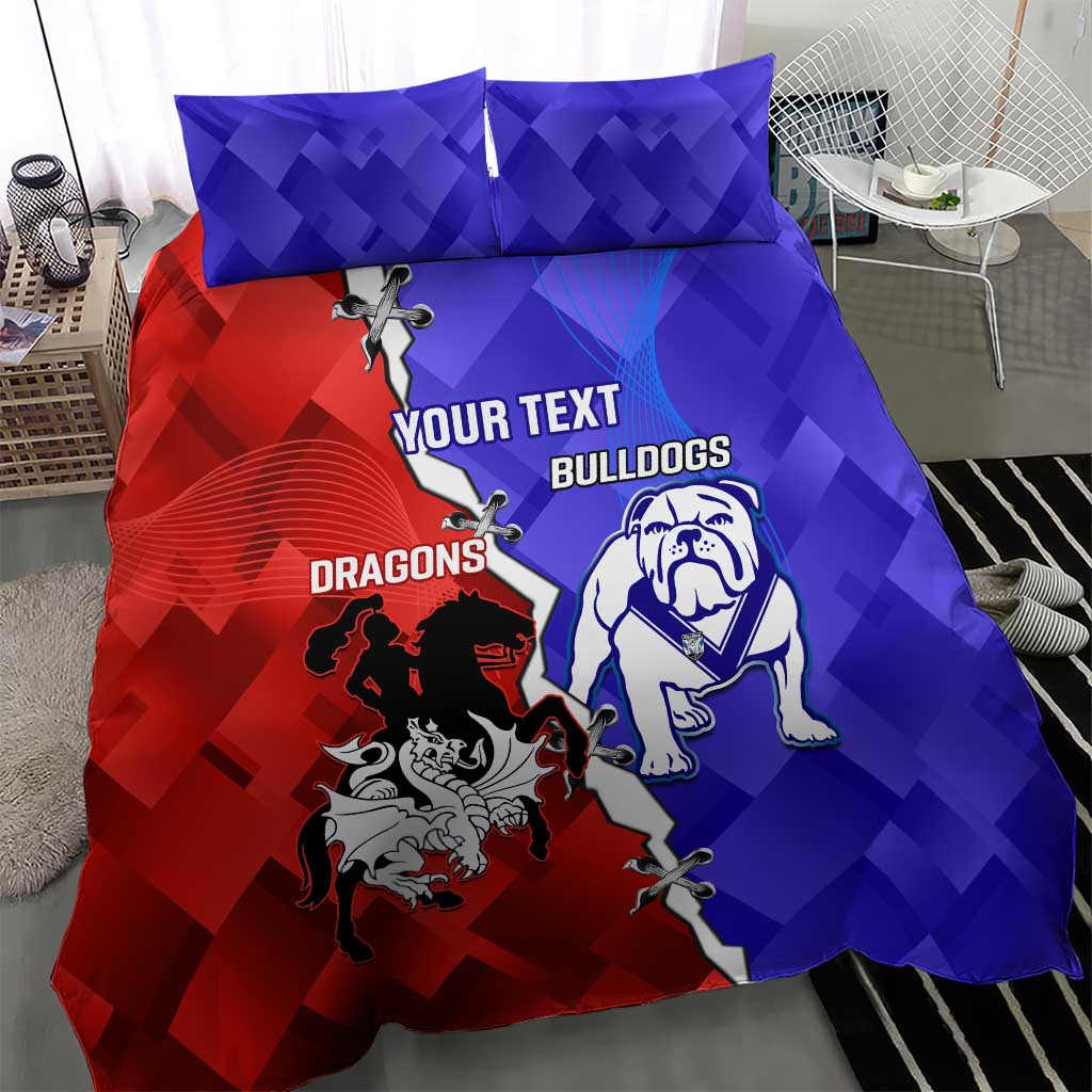 Custom Bulldogs And Dragons Rugby 2025 Bedding Set Dynamic Style