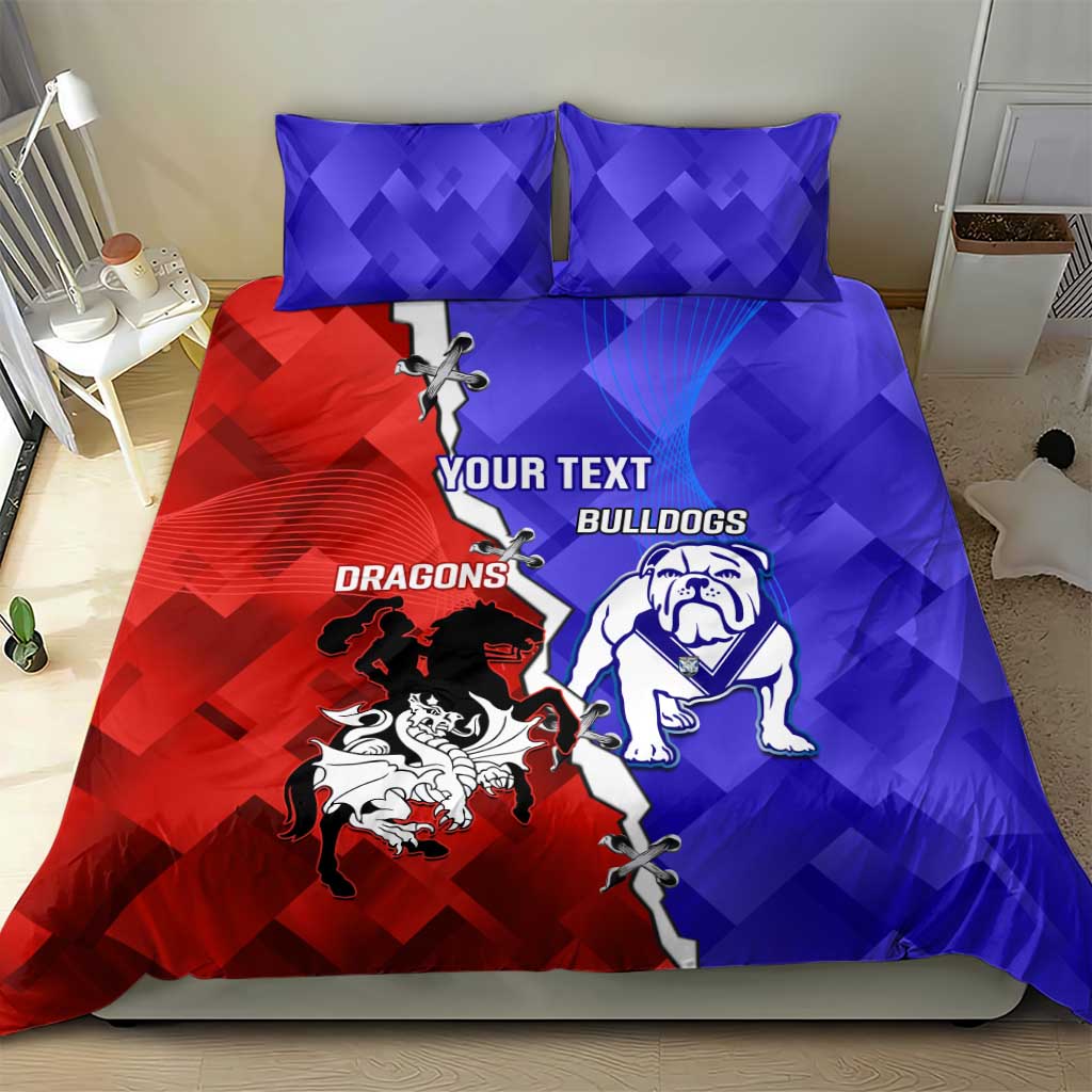 Custom Bulldogs And Dragons Rugby 2025 Bedding Set Dynamic Style