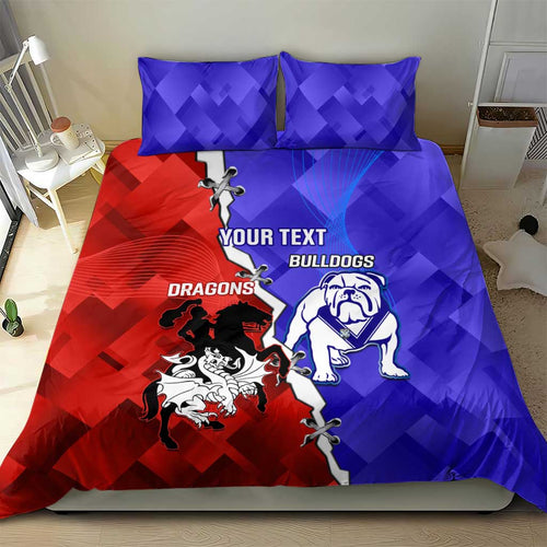 Custom Bulldogs And Dragons Rugby 2025 Bedding Set Dynamic Style